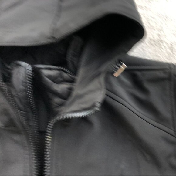 Lauren Ralph Lauren Womens Jacket Medium Quilted Bib Hooded Softshell Black - Picture 14 of 16